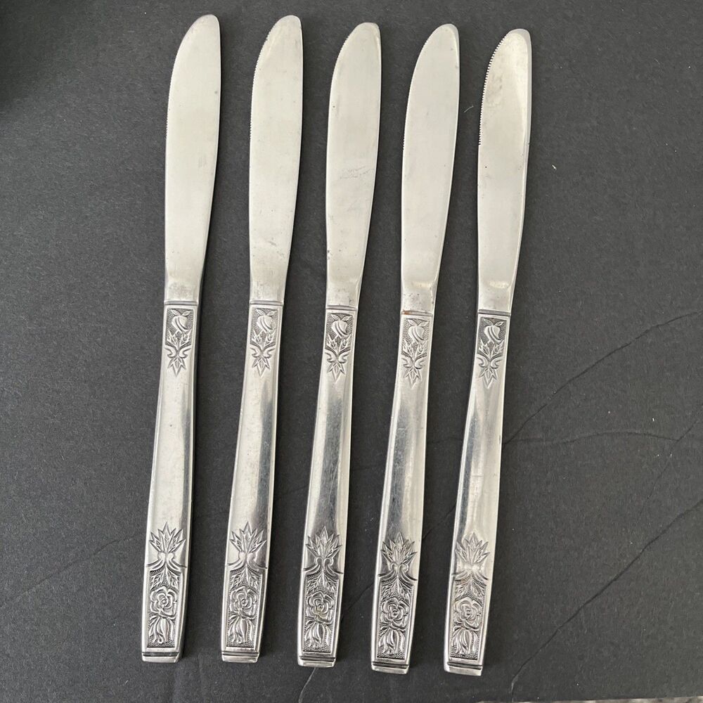 Imperial International IIC Vintage YOUNG ROSE Stainless Dinner Knife Korea MCM